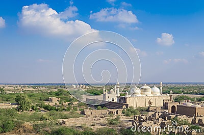 Ariel View of Abbasi Mosque at Derawar Fort Pakistan Stock Photo