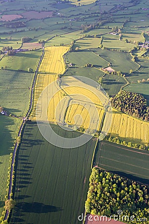 Ariel view of fields and hedgerows Stock Photo