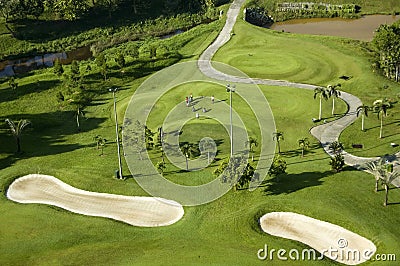 Ariel view of the Golf Course Stock Photo