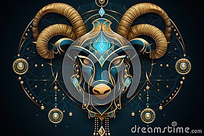 Aries horoscope fantasy sign with galaxy stars background Stock Photo