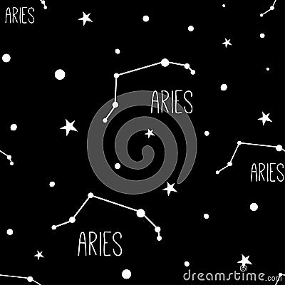 Aries. Seamless pattern with zodiac sign Vector Illustration