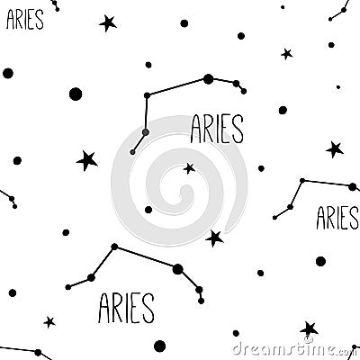 Aries. Seamless pattern with zodiac sign Vector Illustration