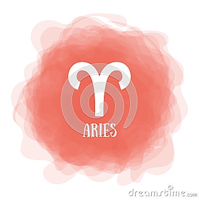 Aries. Zodiac sign. Astrological calendar. Zodiacal color vector horoscope. Smoky circle. Line symbol Vector Illustration