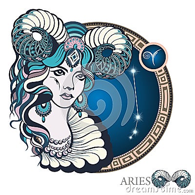 Aries. Zodiac sign Vector Illustration