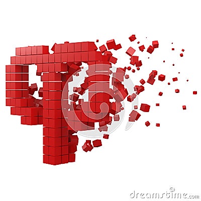 Aries zodiac sign shaped data block. version with red cubes. 3d pixel style vector illustration Vector Illustration