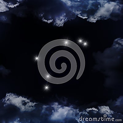 Aries Zodiac Sign Stars on the Cosmic Sky. Vector Illustration