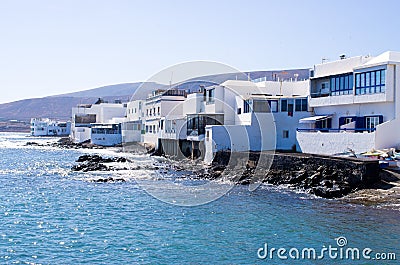 Arietta village over the ocean, Lanzarote Stock Photo