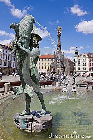 Arion fountain, 1999, sculptor Ivan Theimer, architect Angela Chiantelli, Olomouc town, Moravia, Czech republic Editorial Stock Photo