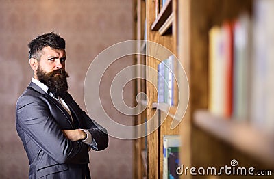 Aristocracy, power, confidence, success concept. Mature man with long beard Stock Photo
