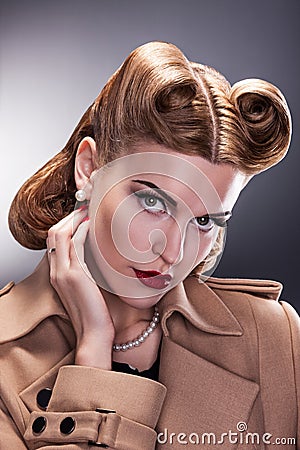 Aristocratic Woman with Retro Hairstyle Stock Photo