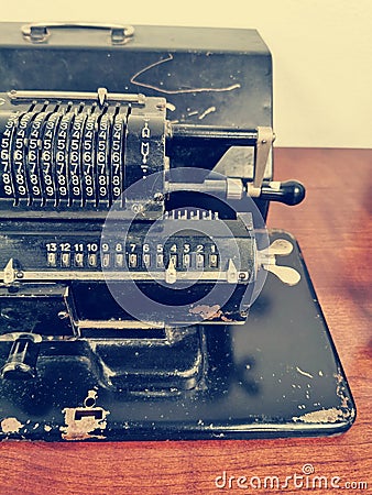 Arithmometer, Mechanical Calculator, Adding Machine Black Stock Photo