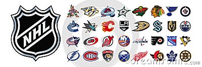 Arizona Coyotes, Colorado Avalanche, Dallas Stars, Minnesota Wild, Nashville Predators, St. Louis Blues, Winnipeg Jets, Calgary Vector Illustration