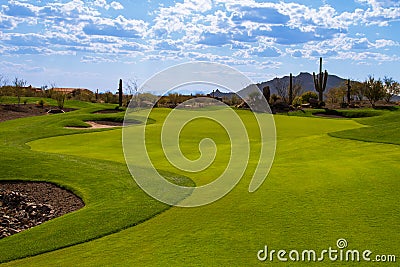 Arizona Desert Golf Course Fairway Stock Photo