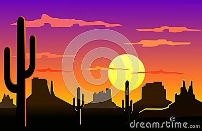 Arizona desert landscape Vector Illustration