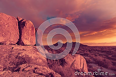 Arizona desert vista, view from Boulders Stock Photo