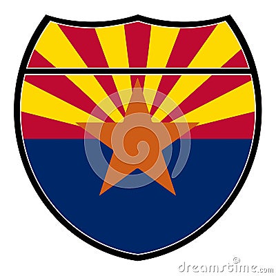 Arizona Flag In An Interstate Sign Vector Illustration