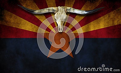 Arizona Grunge Flag With Beef, Bull Horns Stock Photo