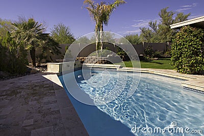 Arizona mansion pool and patio Stock Photo