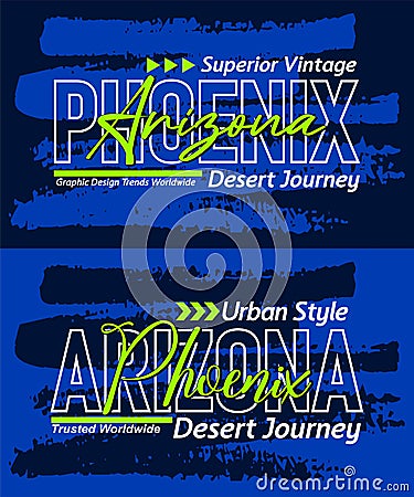 Arizona Phoenix urban calligraphy typeface grunge superior vintage, for print on t shirts etc. Vector Illustration