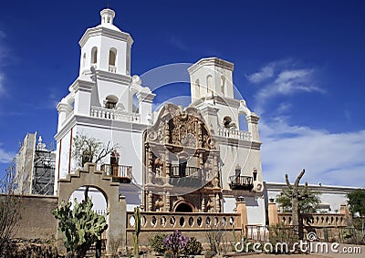 Arizona's San Xavier del Bac Spanish Mission Stock Photo