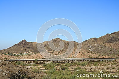 Arizona State Route 51 highway as seen from Dreamy Draw Recreation Area in Phoenix Stock Photo