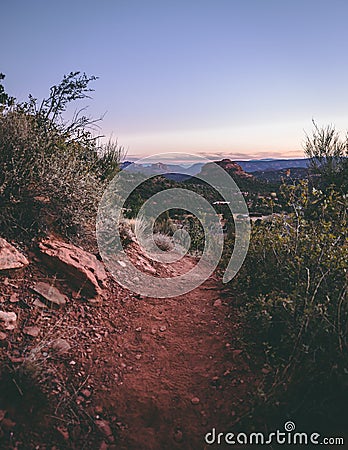 Arizona sunset trees landscape nature Stock Photo