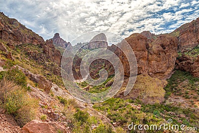 Arizona--Superstition Mountain Wilderness-Lost Dutchman State Park-Siphon Draw Trail, Stock Photo