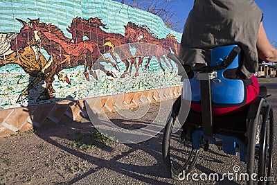 Arizona - tucson - weelchair walk in downtown Editorial Stock Photo