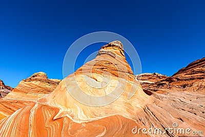 Arizona-Vermillion Cliffs Wilderness-North Coyote Buttes-The Wave. Stock Photo