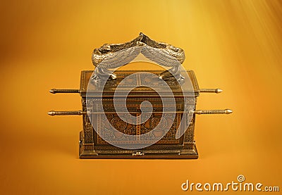 Ark of the Covenant on a Dramatic Gold Background Stock Photo