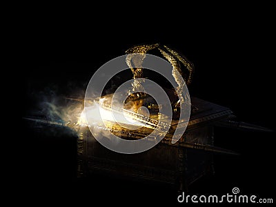 Ark of the covenant on a dark background / 3D illustration Stock Photo