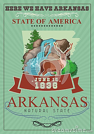 Arkansas american travel banner. Here we have Arkansas Vector Illustration