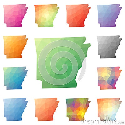 Arkansas geometric polygonal, mosaic style us. Vector Illustration