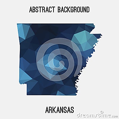 Arkansas map in geometric polygonal,mosaic style. Cartoon Illustration