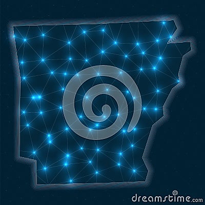 Arkansas network map. Vector Illustration