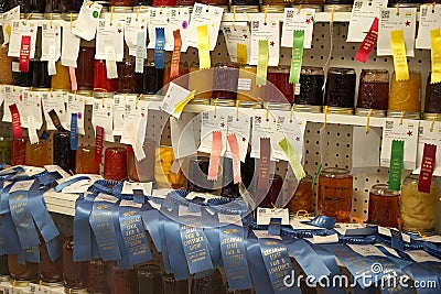 Arkansas State Fair - prize winning canning entries Editorial Stock Photo