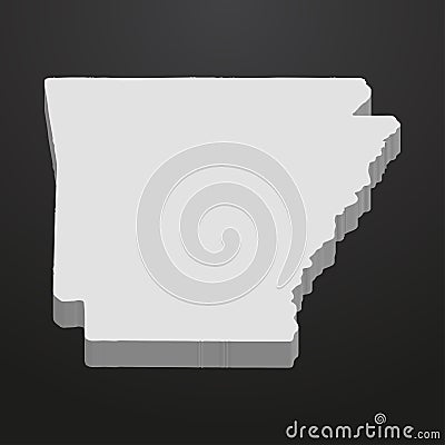 Arkansas State map in gray on a black background 3d Stock Photo