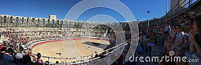 Arles Amphitheatre panorama, France Editorial Stock Photo