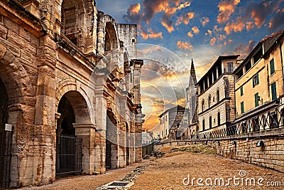 Arles, France: the ancient Roman Arena Stock Photo