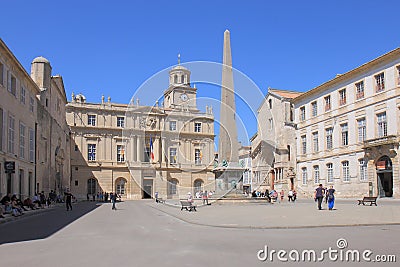 Arles Obelisk, Place de la RÃ©publique in France Editorial Stock Photo