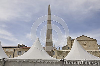 Arles, 9th september: Obelisk Monument from Place de la Republique Square in Arles, France Editorial Stock Photo