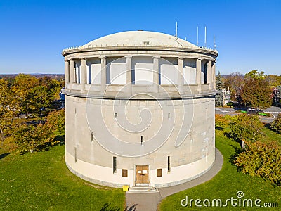 Arlington Reservoir aerial view in fall, Arlington, MA, USA Stock Photo