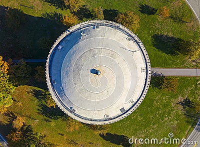 Arlington Reservoir aerial view in fall, Arlington, MA, USA Stock Photo