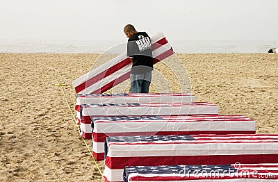 Arlington West Coffin Setup Editorial Stock Photo