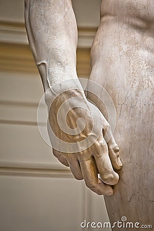 Arm detail of Statue of David by Michelangelo Editorial Stock Photo