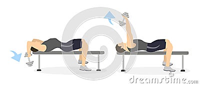 Arm exercise for men. Vector Illustration