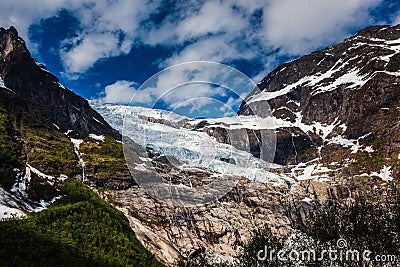 An arm of the glacier Briksdalsbreen Stock Photo