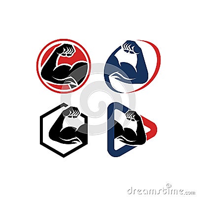 Arm muscles, strong hand icon or symbol, Gym, sports Vector Illustration