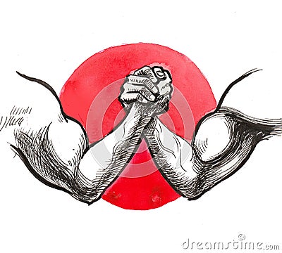 Arm wrestling Cartoon Illustration