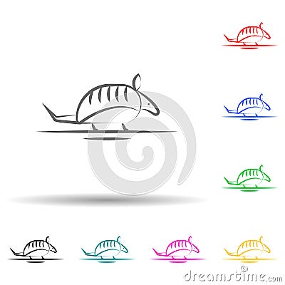 Armadillo desert animal multi color set icon. Simple thin line, outline vector of desert icons for ui and ux, website or mobile Stock Photo